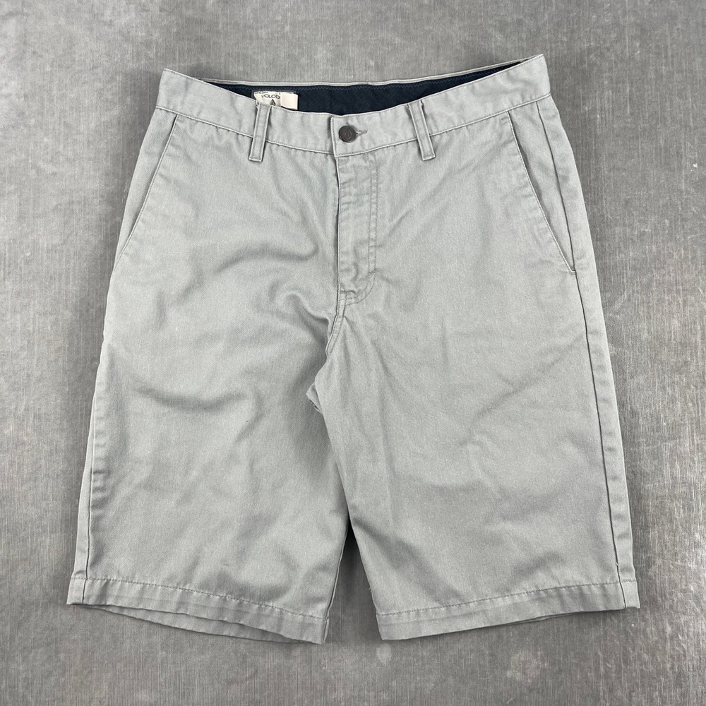 Volcom Mens 30 Gray Frickin Chino Shorts Skate Casual Twill Walk Shorts